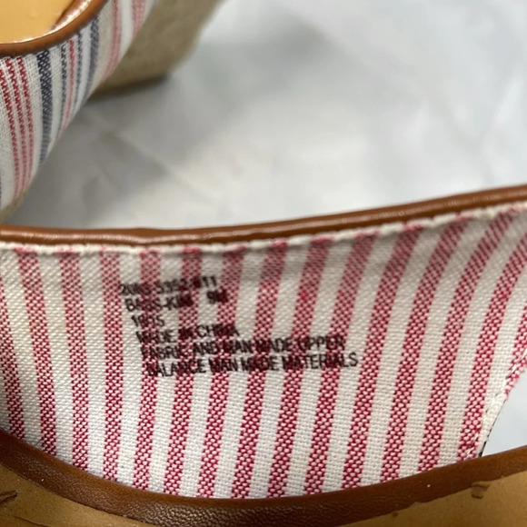 G.H. BASS & CO Kim Stripe Wedge Espadrille  Slingback Linen Coastal Beachy 9 - Picture 13 of 16